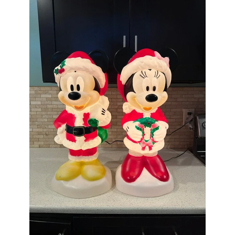 Gemmy Disney Mickey Minnie Christmas‎ Blow Mold Set